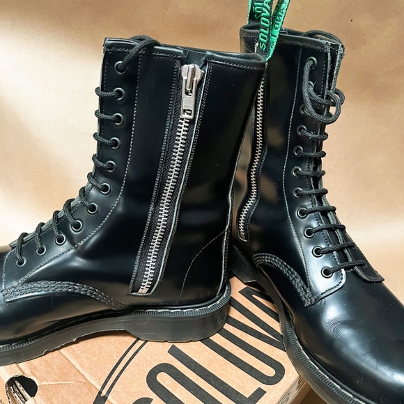 Solovair Black 11 Eyelet Zip Derby Boot Size 10.5 US - Picture 3 of 9